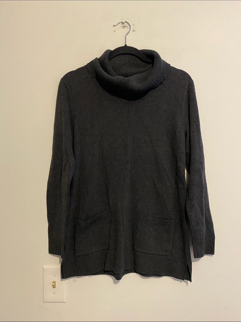 JEANNE PIERRE Charcoal Cowl Neck Pocket Sweater